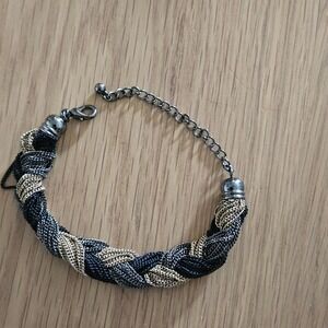 Woven‎ Braided Multi Strand Chain Bracelet Mixed Metal Gunmetal  9in